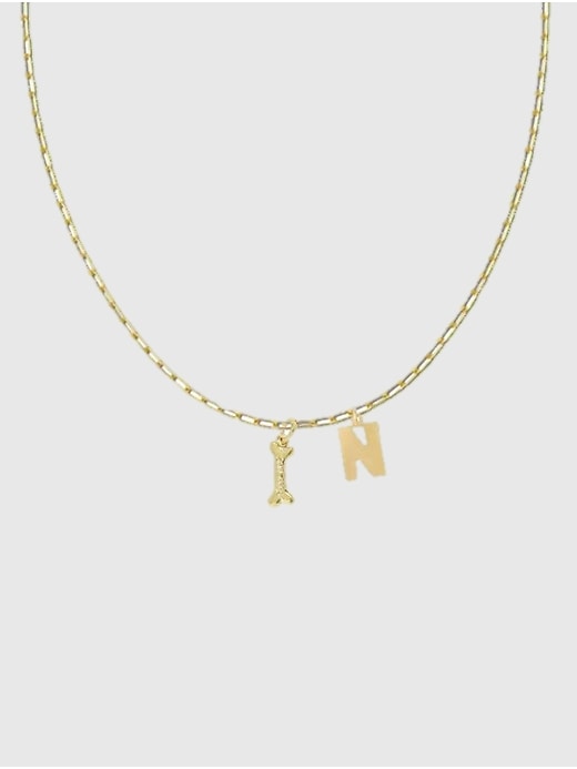 View large product image 1 of 1. HART Dog Bone Initial Necklace