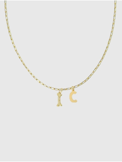 View large product image 1 of 1. HART Dog Bone Initial Necklace
