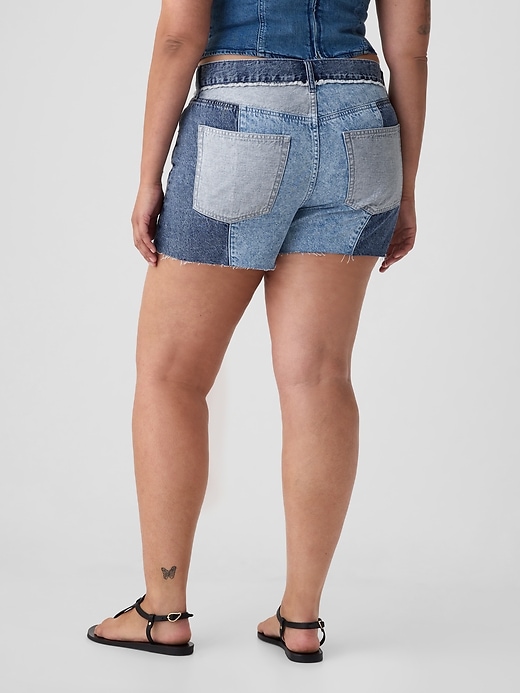 Image number 6 showing, 4" Low Rise Stride Patchwork Denim Shorts