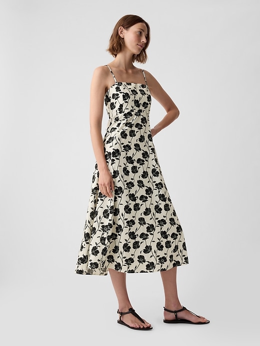 Image number 3 showing, Linen-Blend Midi Dress