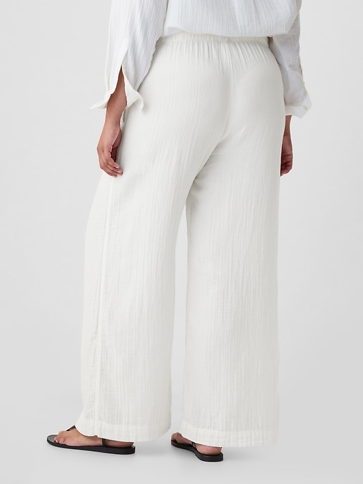 Image number 6 showing, Mid Rise Crinkle Gauze Wide-Leg Pants