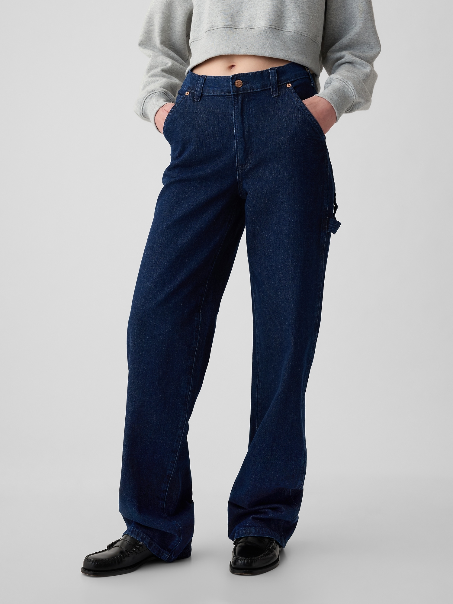 Gap Original Jeans Womens Size 16 Straight Fit Mid Rise Denim Dark Blue