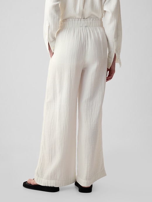 Image number 4 showing, Mid Rise Crinkle Gauze Wide-Leg Pants