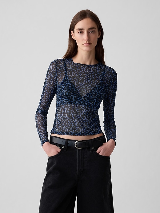 Image number 1 showing, Sheer Cropped T-Shirt