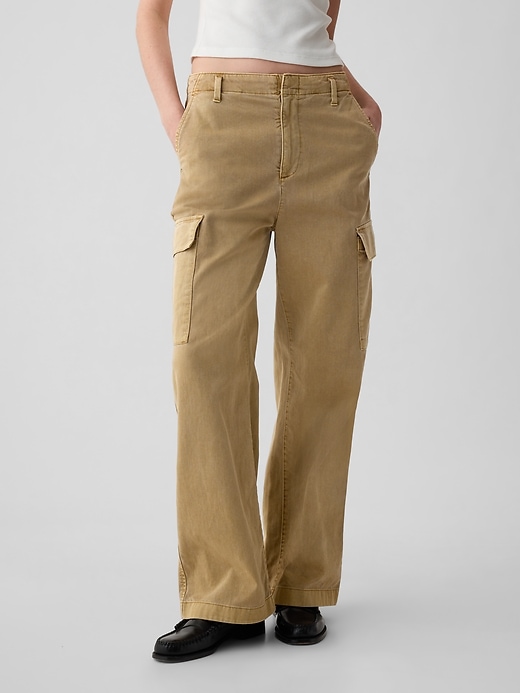 Image number 2 showing, Mid Rise Loose Khaki Cargo Pants