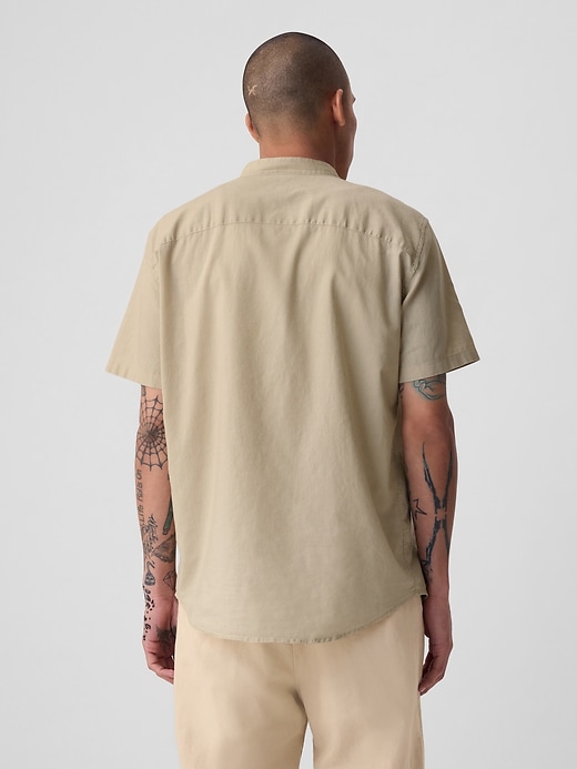 Image number 2 showing, Linen-Cotton Collarless Shirt