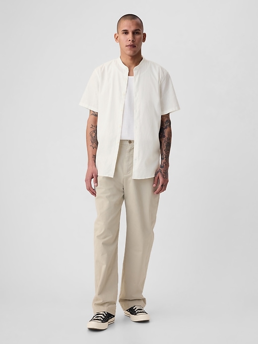 Image number 3 showing, Linen-Cotton Collarless Shirt