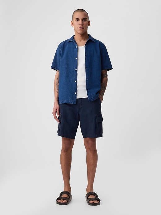 Image number 1 showing, 8" Linen-Cotton Cargo Shorts