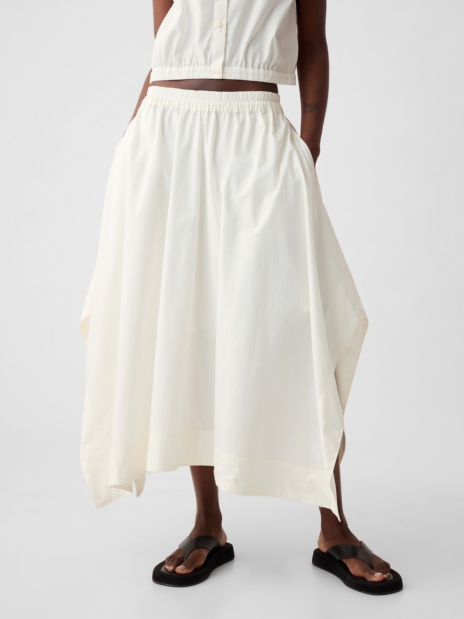 Shop Gap Handkerchief Hem Midi Skirt In Off White