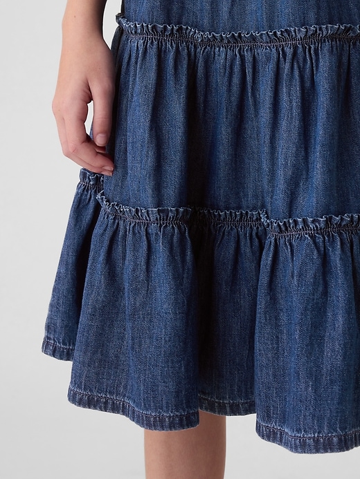 Image number 4 showing, Kids Tiered Denim Midi Skirt
