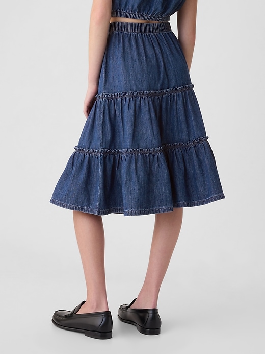 Image number 2 showing, Kids Tiered Denim Midi Skirt