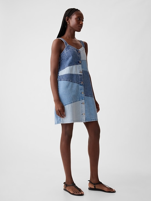 Image number 3 showing, Patchwork Denim Mini Dress