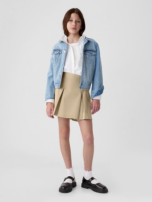 Image number 1 showing, Kids Uniform Pleated Khaki Skirt