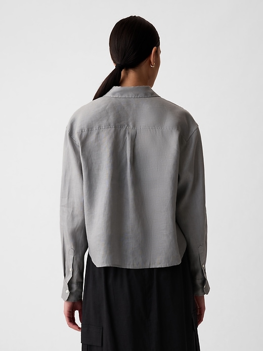 Image number 2 showing, 100% Linen Cropped Shirt