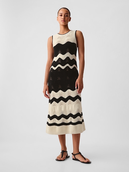 Image number 1 showing, Crochet Midi Sweater Dress
