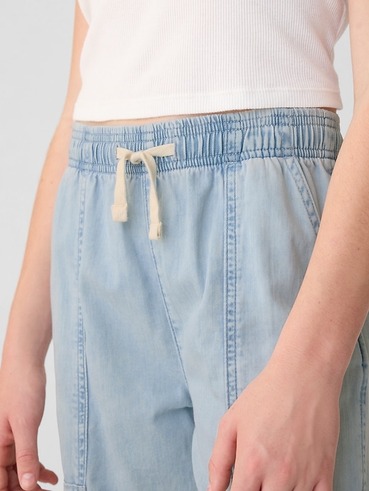 Image number 4 showing, Kids High Rise Pull-On Denim Cargo Jeans