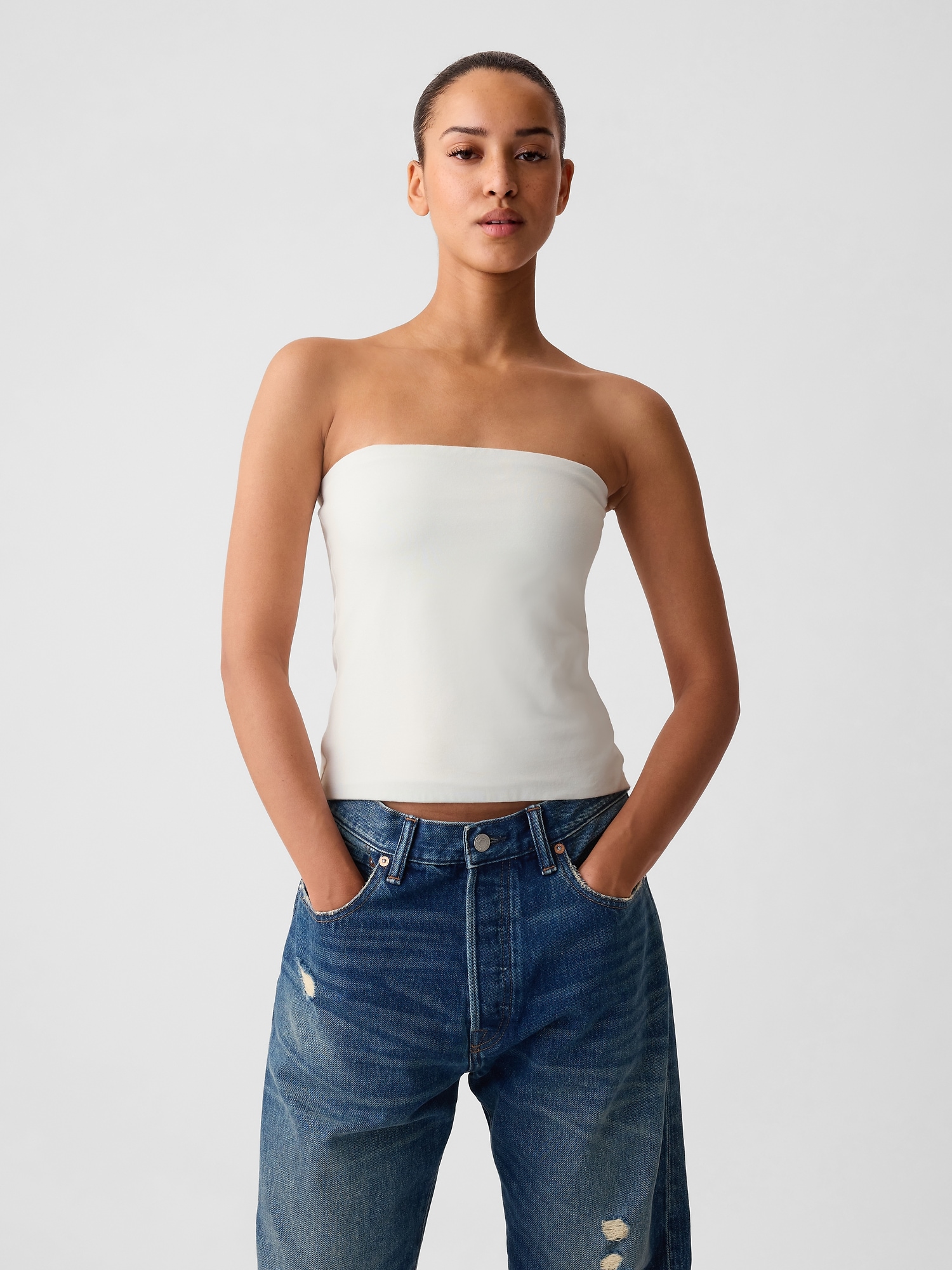 Shop Gap Compact Jersey Tube Top In Off White