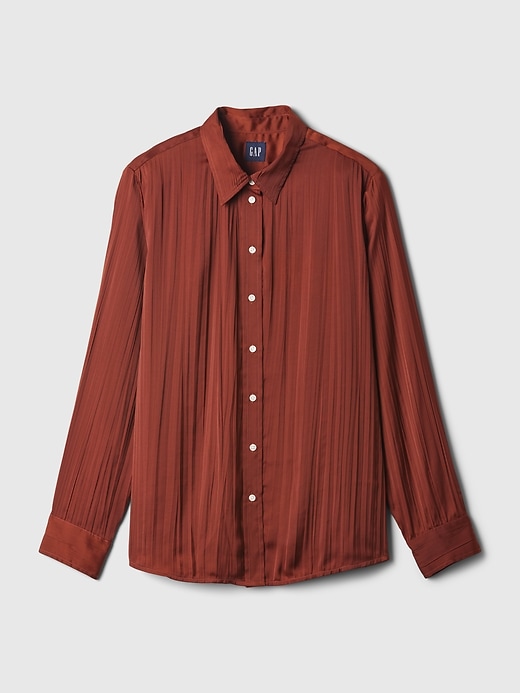 Image number 4 showing, Pleated Satin Boyfriend Shirt