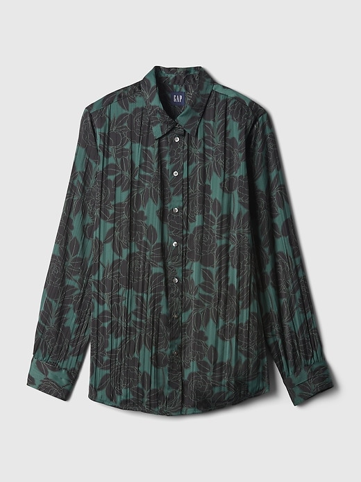 Image number 5 showing, Pleated Satin Boyfriend Shirt