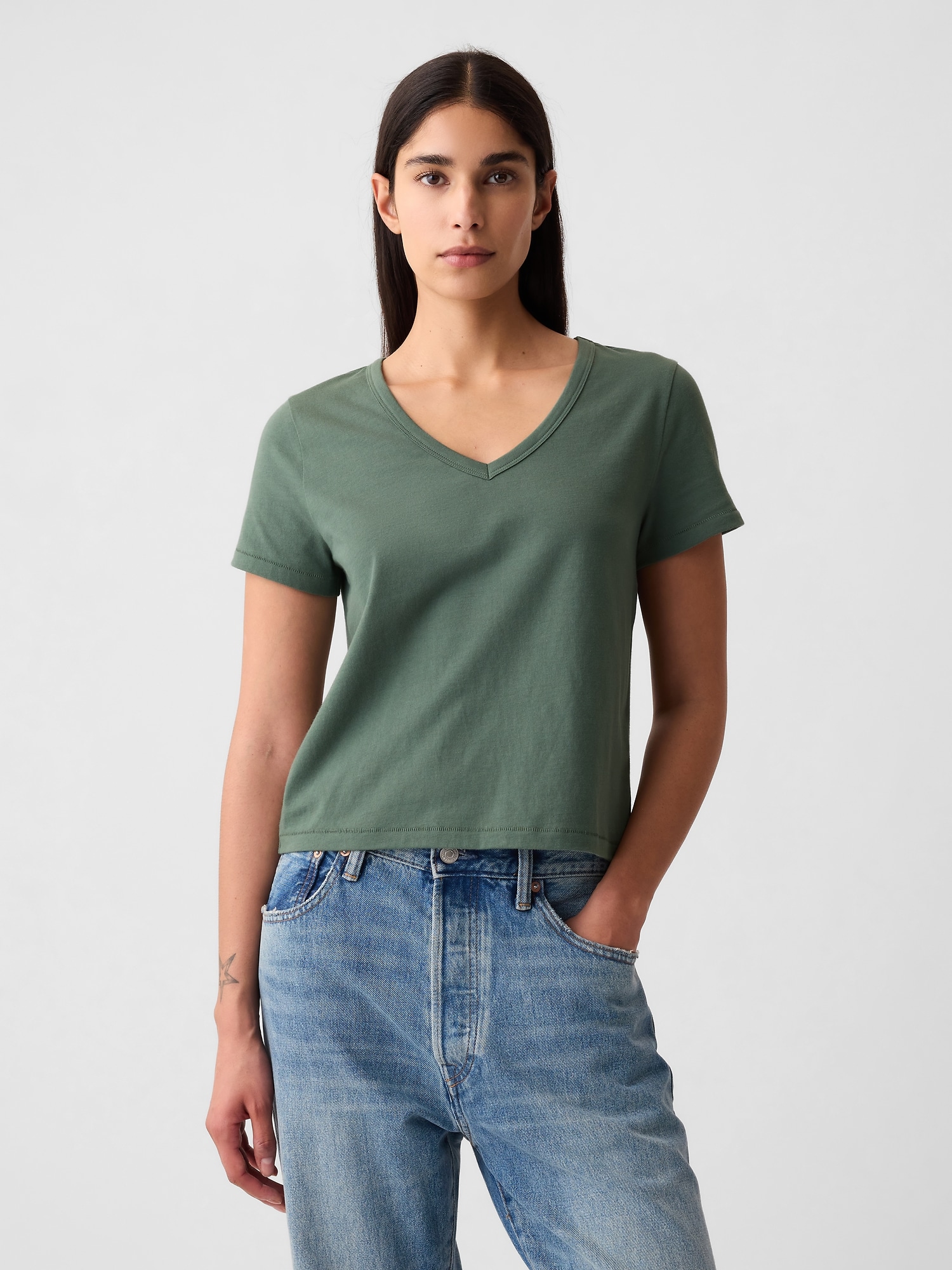 Organic Cotton Vintage Cropped T-Shirt