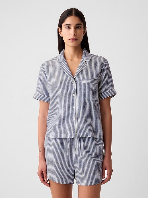 Image number 1 showing, Linen-Blend PJ Shirt