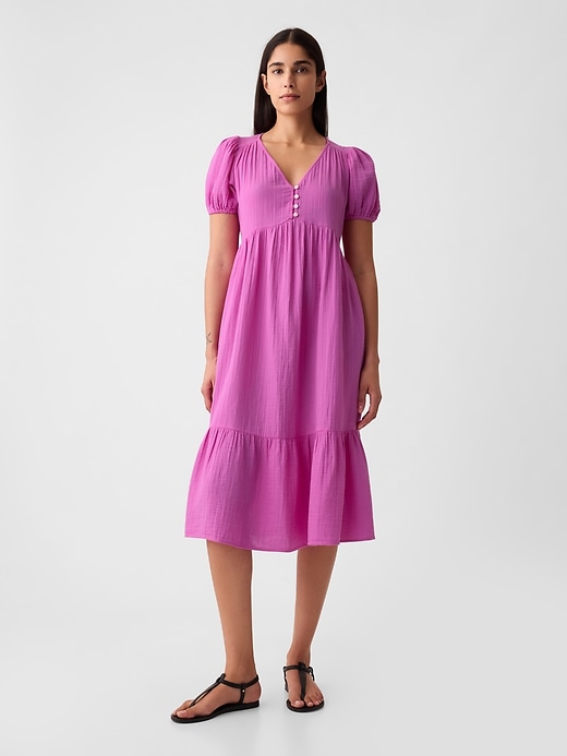 Image number 1 showing, Crinkle Gauze Midi Dress