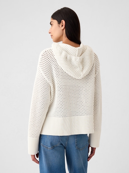 Image number 2 showing, 24/7 Split-Hem Crochet Sweater Hoodie