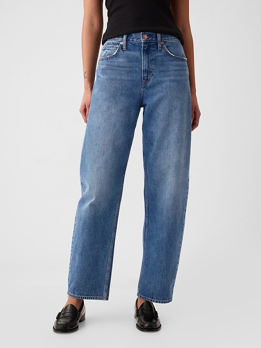 Image number 2 showing, High Rise Barrel Jeans