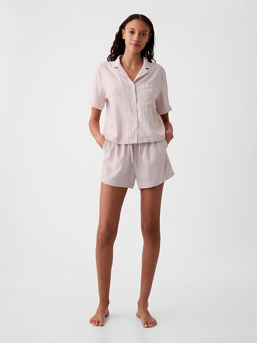 Image number 3 showing, Linen-Blend PJ Shorts