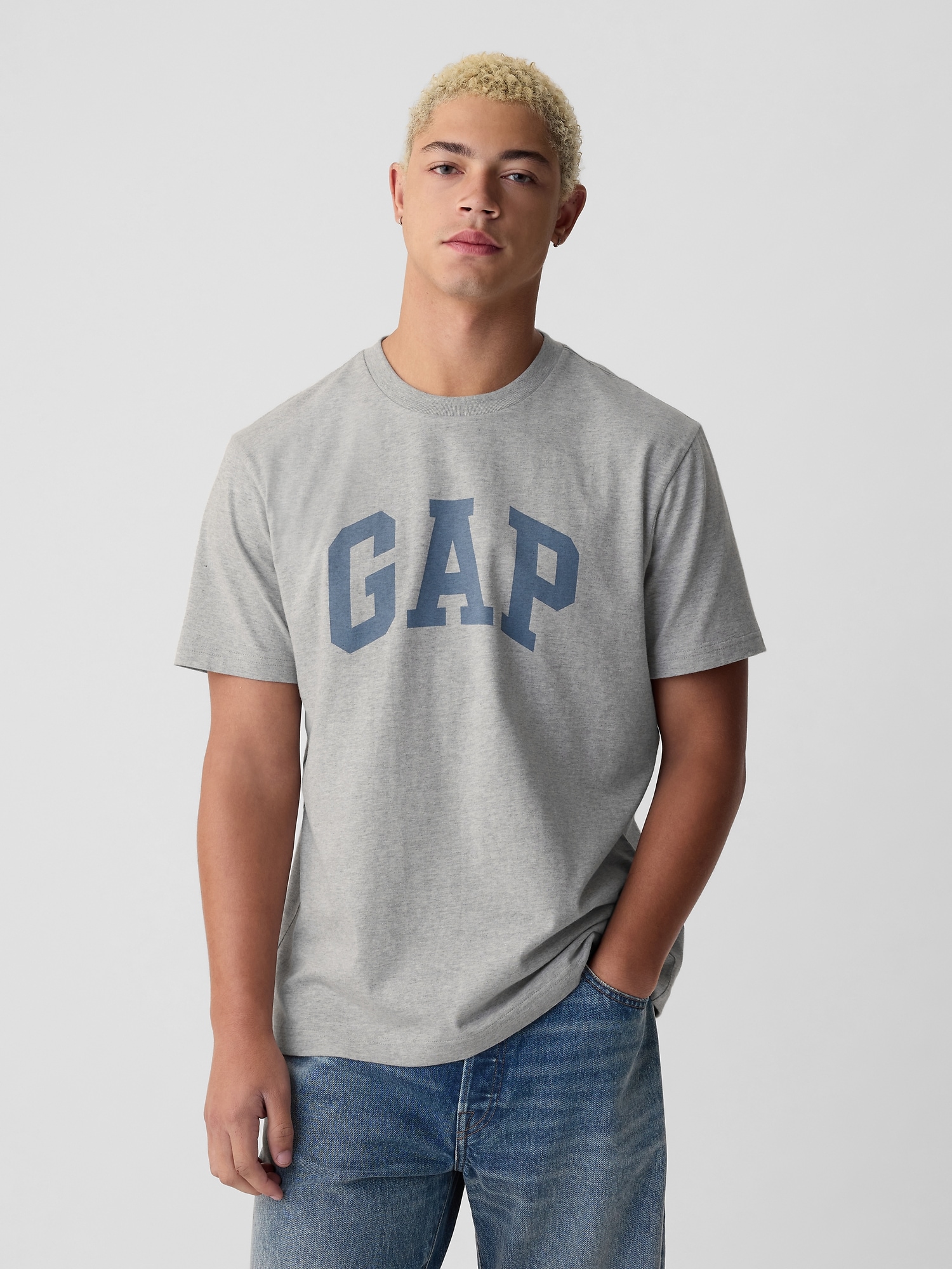 Shop Gap Arch Logo T-shirt In Light Gray