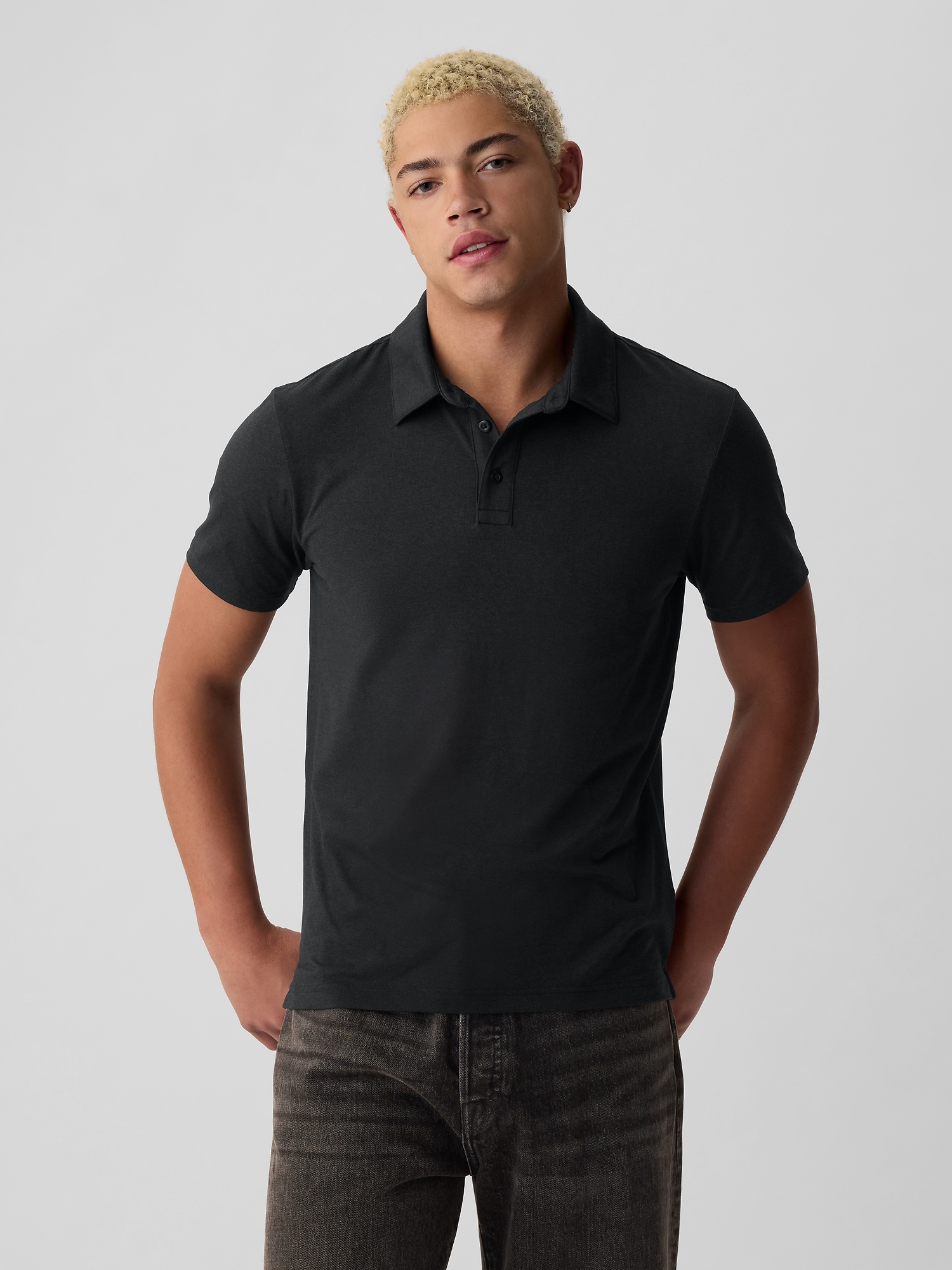 Shop Gap Tech Polo Shirt Shirt In Dark Charcoal