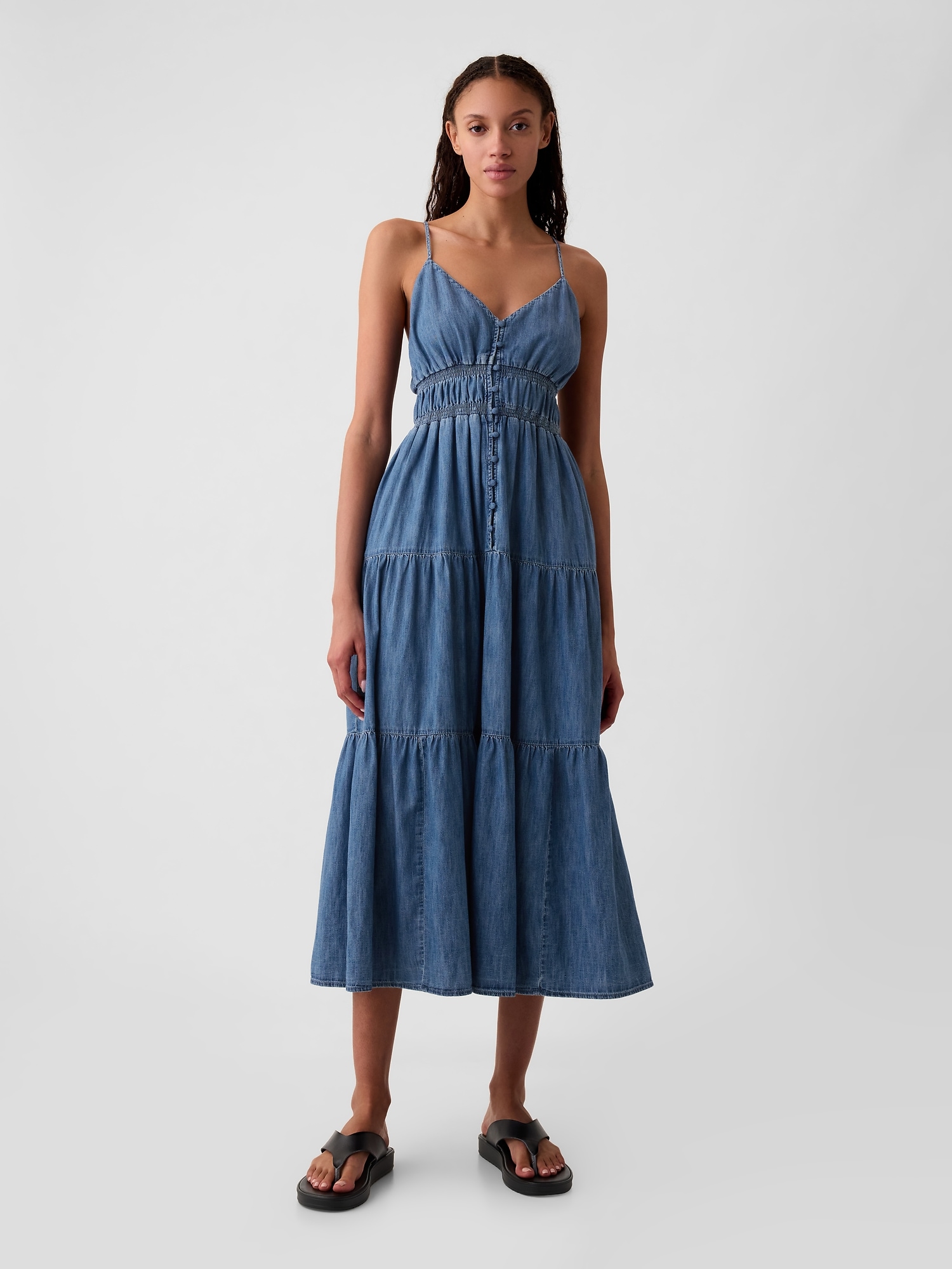 Gap Organic Cotton Denim Maxi Dress In Blue