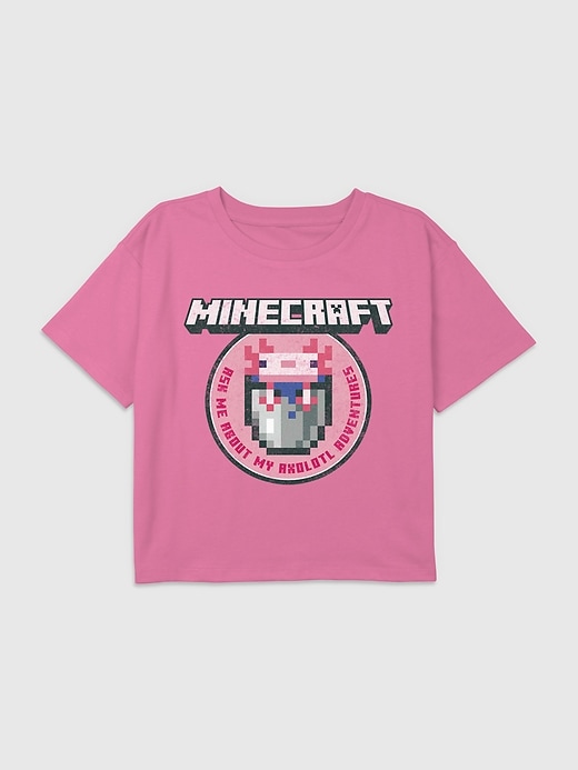 Image number 1 showing, Kids Minecraft Graphic Axolotl Adventures Boxy Crop Tee