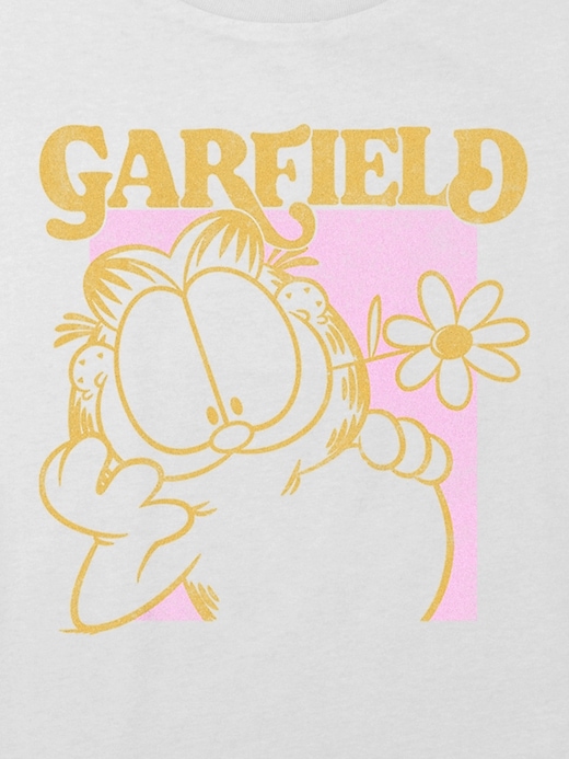 Image number 2 showing, Kids Garfield Retro Flower Power Graphic Boxy Crop Tee