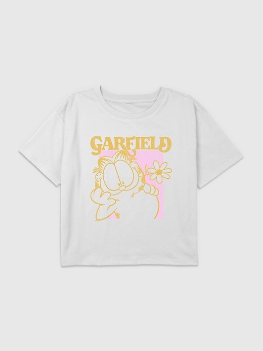 Image number 1 showing, Kids Garfield Retro Flower Power Graphic Boxy Crop Tee