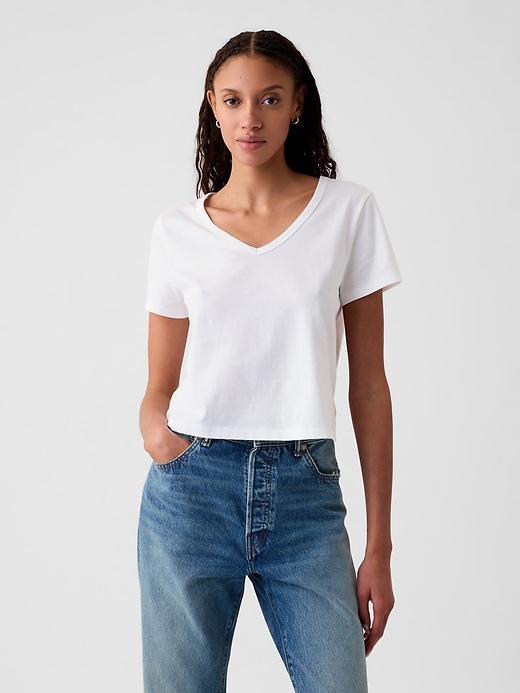 Image number 1 showing, Organic Cotton Vintage Cropped T-Shirt