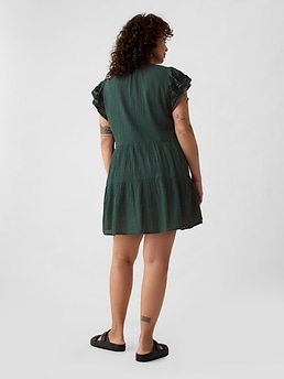 Crinkle Gauze Embroidered Mini Dress Gap