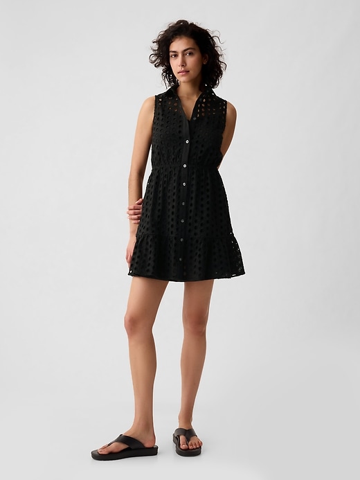 Image number 1 showing, Eyelet Tiered Mini Dress