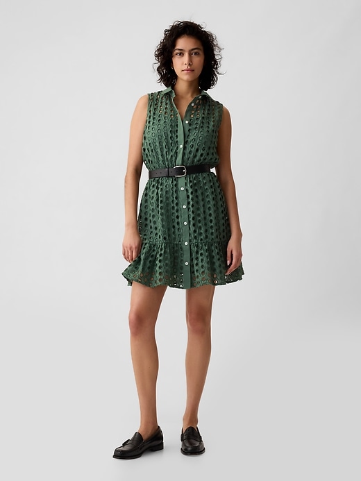 Image number 1 showing, Eyelet Tiered Mini Dress