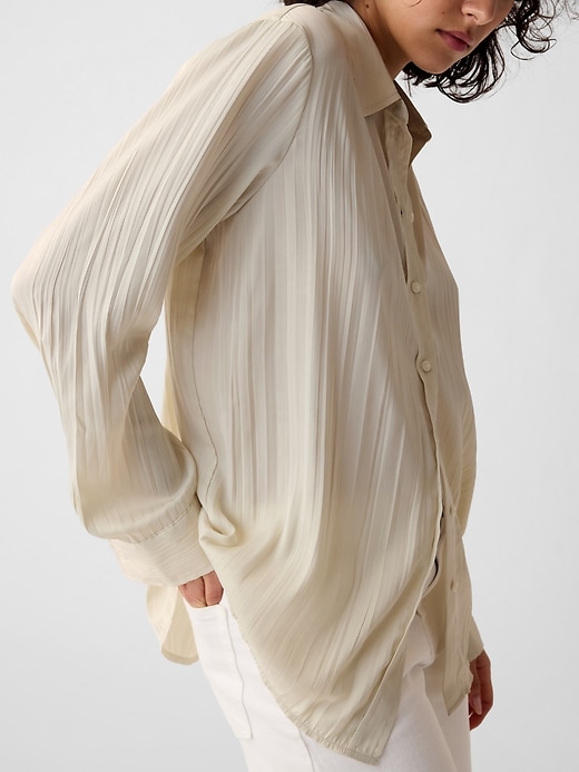 Image number 4 showing, Pleated Satin Boyfriend Shirt