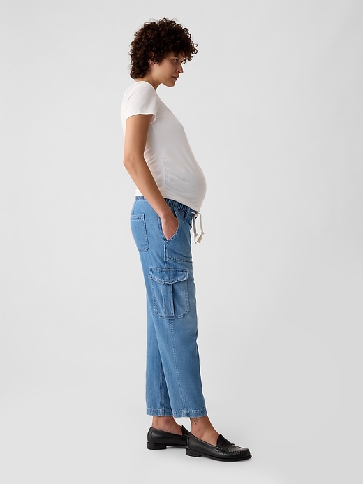 Image number 3 showing, Maternity Full Panel Cargo Easy Jeans