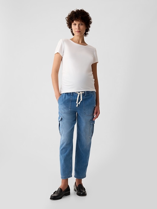 Image number 1 showing, Maternity Full Panel Cargo Easy Jeans