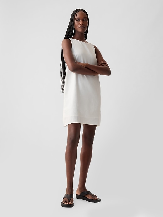 Image number 3 showing, Linen-Blend Shift Mini Dress