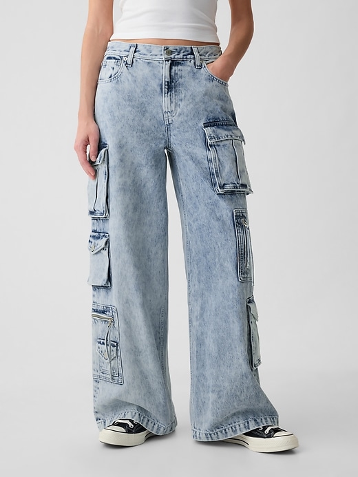 Image number 2 showing, Mid Rise Cargo Baggy Jeans