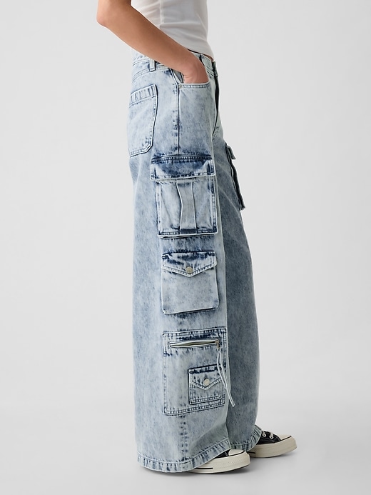Image number 3 showing, Mid Rise Cargo Baggy Jeans