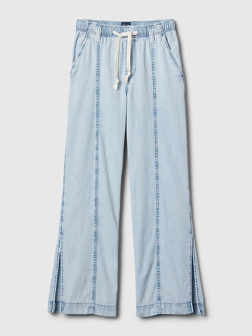 Image number 7 showing, Wide-Leg Denim Pull-On Pants