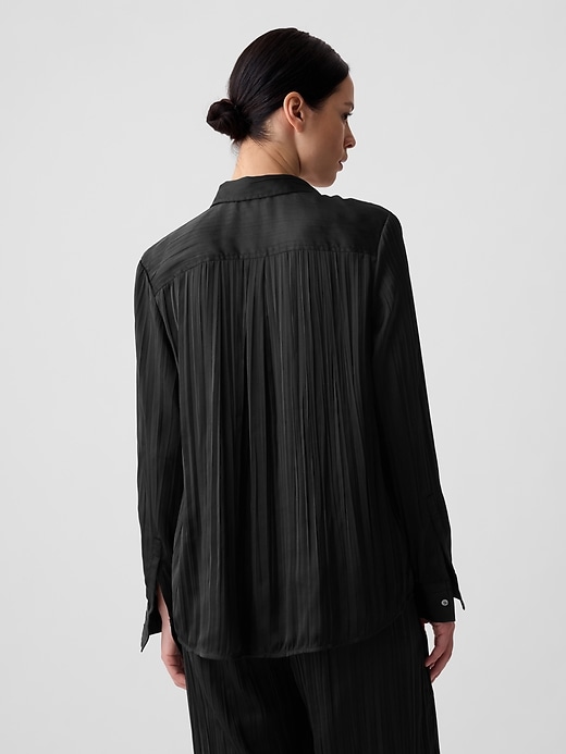 Image number 2 showing, Pleated Satin Boyfriend Shirt