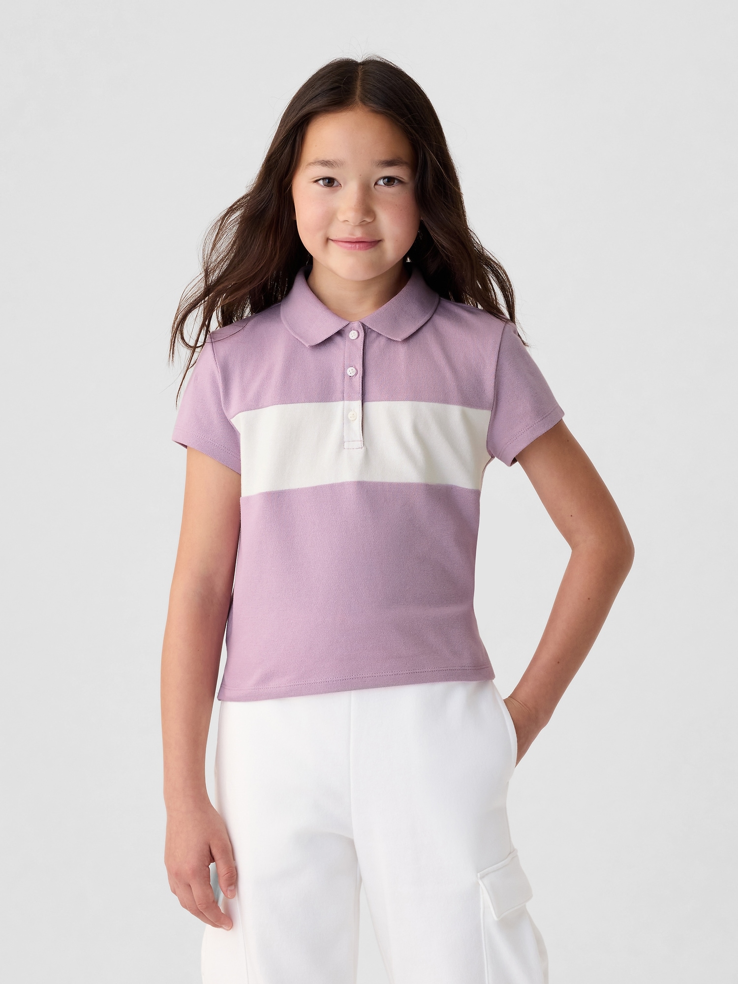 Kids Pique Cropped Polo Shirt