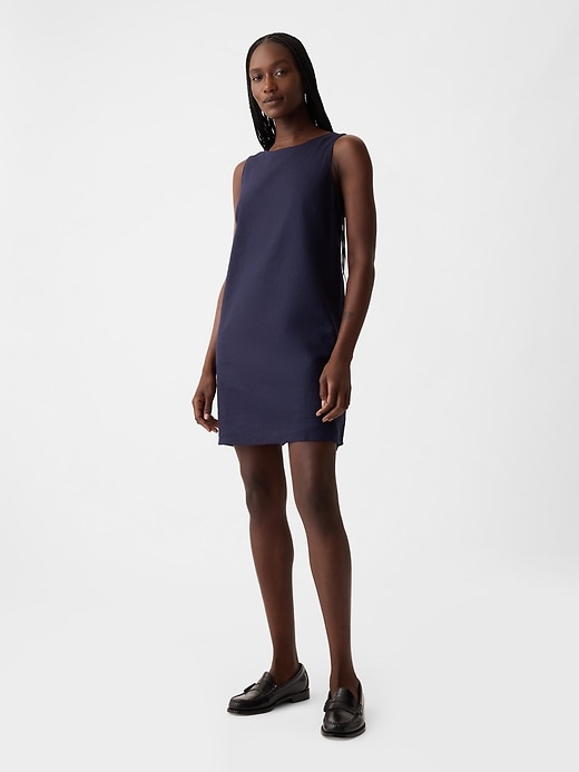 Image number 3 showing, Linen-Blend Shift Mini Dress