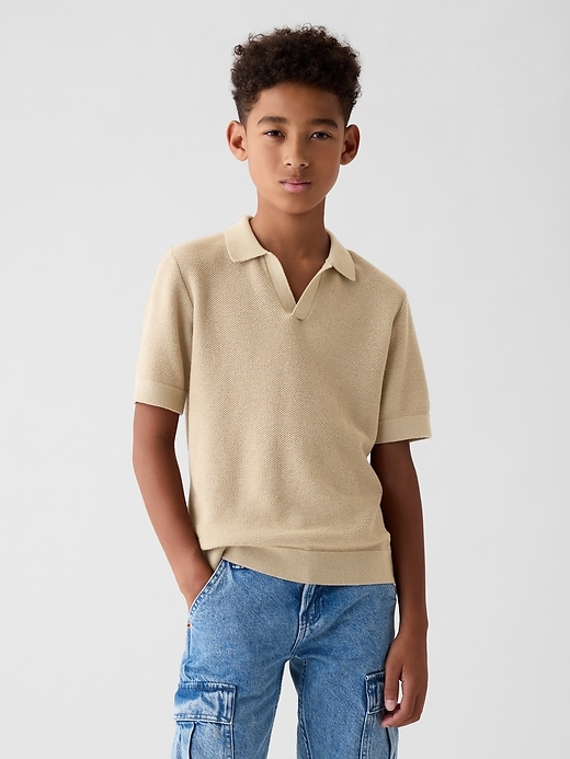 Image number 1 showing, Kids Textured Polo Sweater
